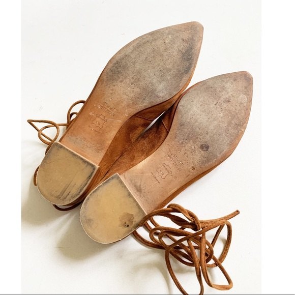 Stuart Weitzman Brown Stringdown Suede Lace Up Mules - Picture 7 of 11